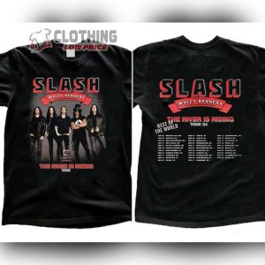 Slash The River Is Rising 2024 Tour Featuring Myles Kennedy Sweatshirt Slash Graphic Classic Rock Band Shirt Slash Chillin With Guitar Men T Shirt1