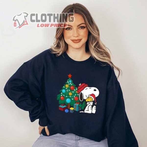 Snoopy Christmas Thanksgiving Sweatshirt, Autumn Snoopy And Woodstock Christmas Crew Neck, Christmas Dog Snoopy Tee