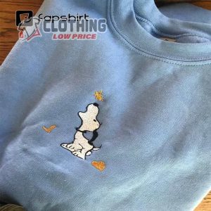 Snoopy Fall Leaves Embroidered Sweatshirt, Halloween Charlie Brown Crewneck