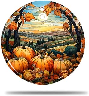 Stained Glass Depicting Pumpkin Patch Fall Ceramic Ornament Art amazon