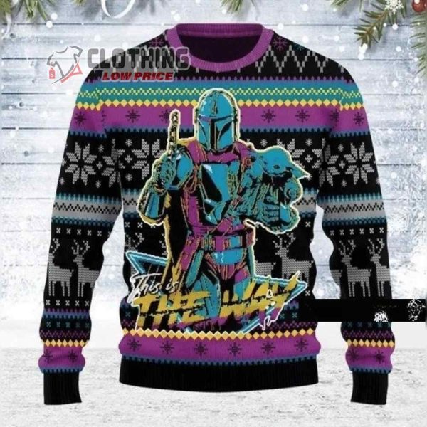 Star Wars Sweater Christmas Gift, Disney Star Wars Shirt, Ugly Christmas Sweater, Mandalorian Baby Yoda Ugly Sweater, Xmas Sweater