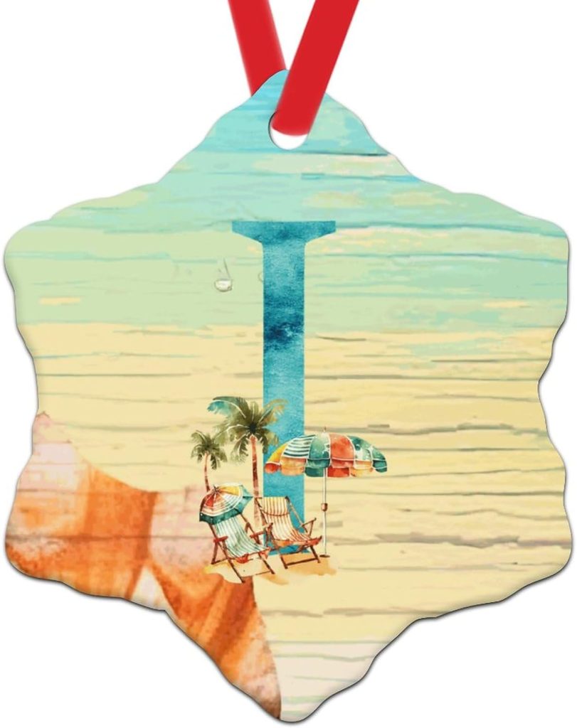 Swavecat Personalized Summer Beach Initial Letter I Christmas Ornament amazon