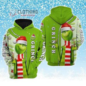 The Grinch Christmas 3D Hoodie, The Grinch All Over Printed Shirt, Grinch Sweatshirt, Grinch Christmas Gift, Grinch Xmas, Christmas Hoodie