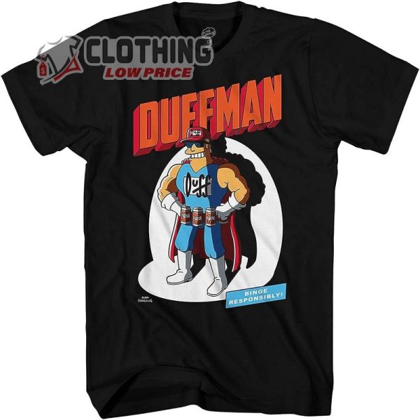 The Simpsons Mens Duffman Shirt – Duffman Krusty Burger Logo Tee Graphic T-Shirt