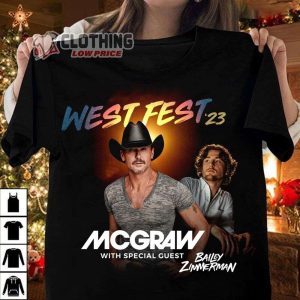 Tim Mcgraw West Fest 23 Shirt, Tim Mcgraw Tour Shirt, Tim Mcgraw Merch, Bailey Zimmerman, Tim Mcgraw Tour Gift For Fans