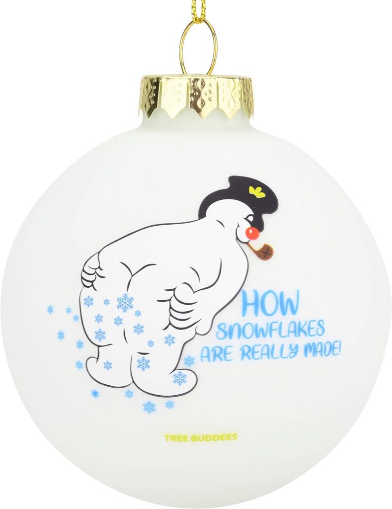 Tree Buddees Funny Snowman Farting How Snowflakes are Really Made Glass Bulb Ornament amazon