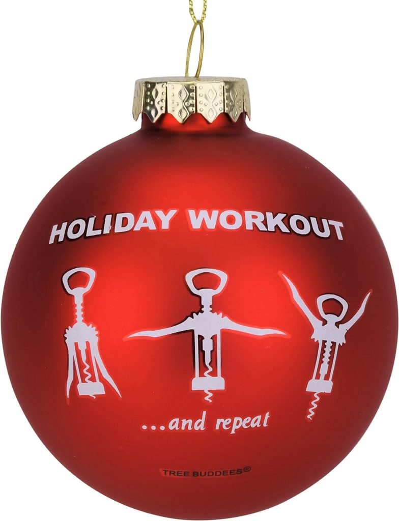 Tree Buddees Wine Opener Holiday Workout Funny Glass Christmas Ornament amazon