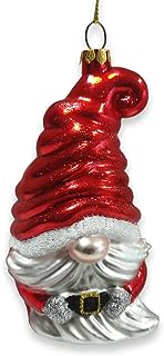 Vibrant Santa Gnome Glass Christmas Ornament amazon