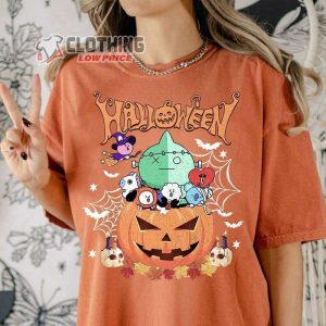 Vintage Halloween Bt21 Shirt, Halloween Pumpkin Tee, Scary Pumpkin, Fall Shirt, Bt21 Spooky Season, BTS Halloween Tee, Bangtan Shirt Fan Gift