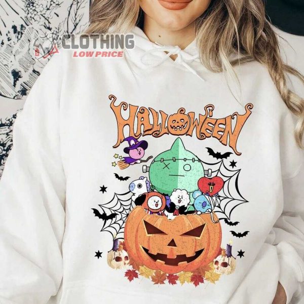 Vintage Halloween Bt21 Shirt, Halloween Pumpkin Tee, Scary Pumpkin, Fall Shirt, Bt21 Spooky Season, BTS Halloween Tee, Bangtan Shirt Fan Gift