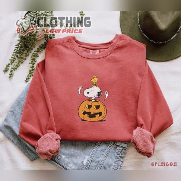 Vintage Look Sweatshirt Snoopy And Woodstock Halloween Crewneck Pumpkin Hoodie, Halloween Cartoon Dog Crewneck