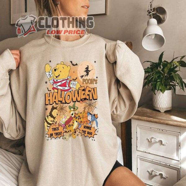 Winnie The Boo Halloween Pooh Halloween Shirt, Pooh Retro Halloween Disneyland Witch Batman Spider Shirt