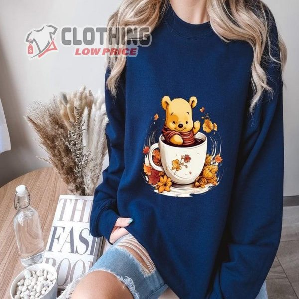 Winnie The Pooh Coffee Latte Shirt Sweatshirt Hoodie , Vintage Fall Season Cute Halloween Pumpkin Sweatshirt