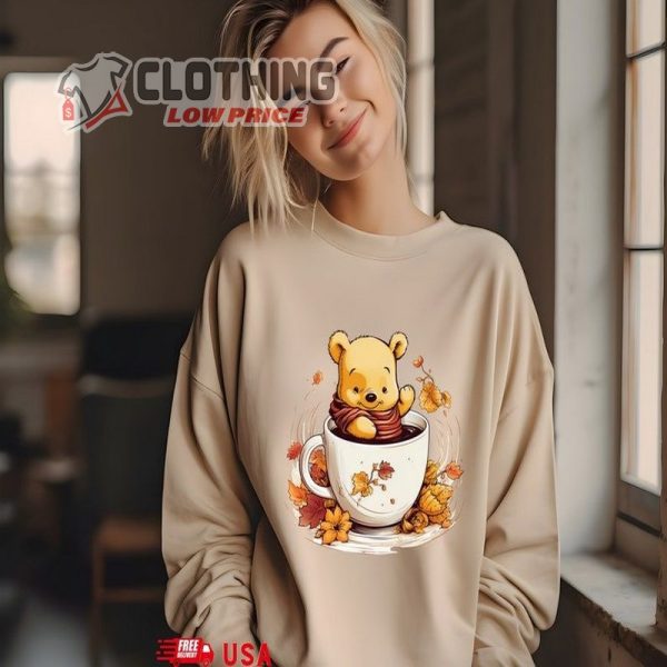Winnie The Pooh Coffee Latte Shirt Sweatshirt Hoodie , Vintage Fall Season Cute Halloween Pumpkin Sweatshirt