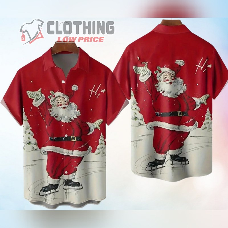 3D Red Christmas Santa Claus Hi Hawaiian Shirt Soft 3D Hawaiian Aloha Shirt For Summer Beach Vibes Short Sleeve Hawaii Shirt, Gift For Men