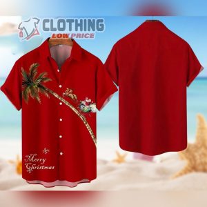 3D Christmas Coconut Tree Santa Claus Village Hawaiian Shirt, Hawaiian Shirt For Men Youth, Christmas Gift