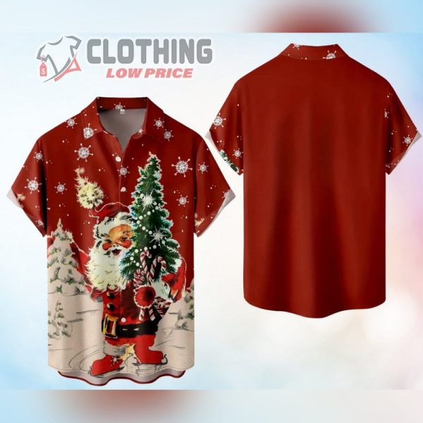 3D Santa Claus Elk Snow Christmas Hawaiian Shirt, Soft 3D Hawaiian Aloha Shirt, Christmas Santa Claus Hawaiian Shirt