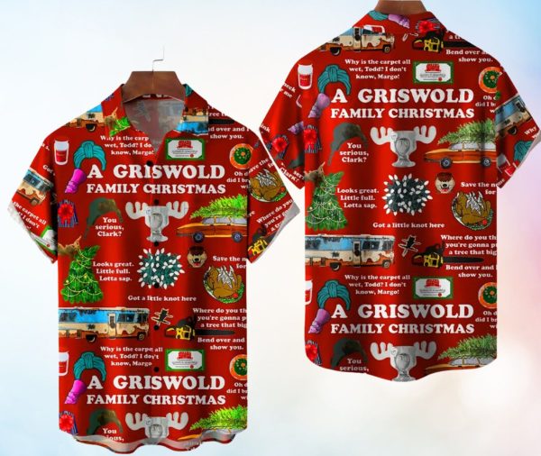 3D Vintage Letter Print Christmas Hawaiian Shirt, Christmas Santa Claus Hawaiian Shirt, Christmas Gift