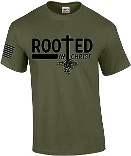 Rooted in Christ Tree Roots Men Christian Christmas Shirts
