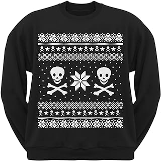 Old Glory Skull & Crossbones Ugly Christmas Sweater Skulls Black Crew Neck Sweatshirt