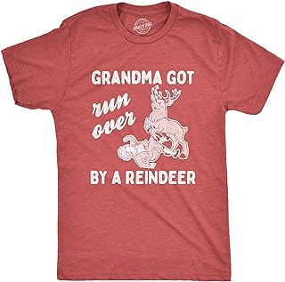 Mens Grandma Got Run Over by A Reindeer T Shirt Funny Grandma Christmas Shirt