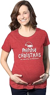 Maternity Merry Christmas Oh and BTW I'm Pregnant Pregnancy Tee: Cute Baby Christmas Pregnancy Announcement Shirt