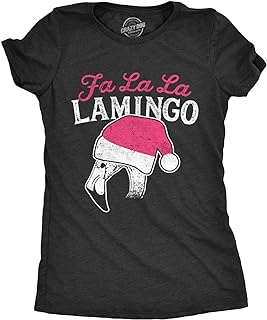 Women's FA La La Flamingo Christmas Shirt Tshirt: Funny Christmas Santa Hat Flamingo Christmas Shirt