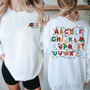 Alphabet Christmas Sweatshirt, Christmas Teacher Shirt, Merry Teacher Shirt, Teacher Appreciation Gift