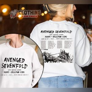 Avenged Sevenfold North American Tour Dates 2024 Merch Avenged Sevenfold Tour 2024 With Special Guests Poppy And Sullivan King Sweatshirt