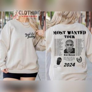 Bad Bunny Tour 2024 Most Wanted Tour Merch Bad Bunny Top Songs Long Sleeve Unisex Shirts