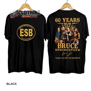 Bruce Springsteen And E Street 60 Years 1964 – 2024 Merch, Bruce Springsteen Tour 2024 Thank You For The Memories Signatures T-Shirt