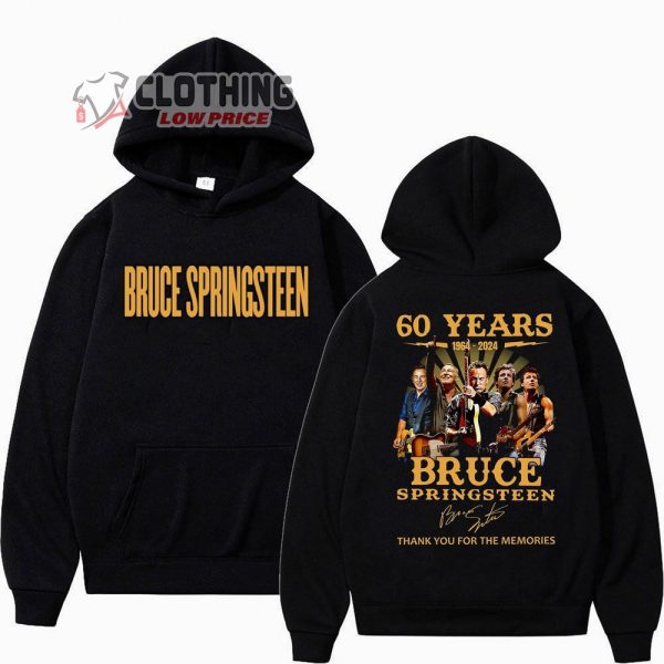 Bruce Springsteen Tour 2024 Merch, Bruce Springsteen And E Street 2024 Tour 60 Years 1964-2024 Thank you For The Memories Hoodie