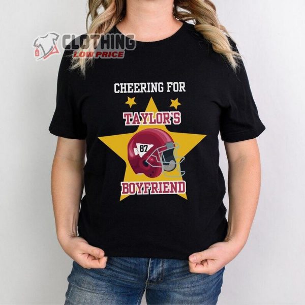 Cheering For Taylor’s Boyfriend Shirt, Taylor Travis Love Shirt, Taylor Boyfriend Tee, Taylor Swift And Travis Kelce Fan Gift