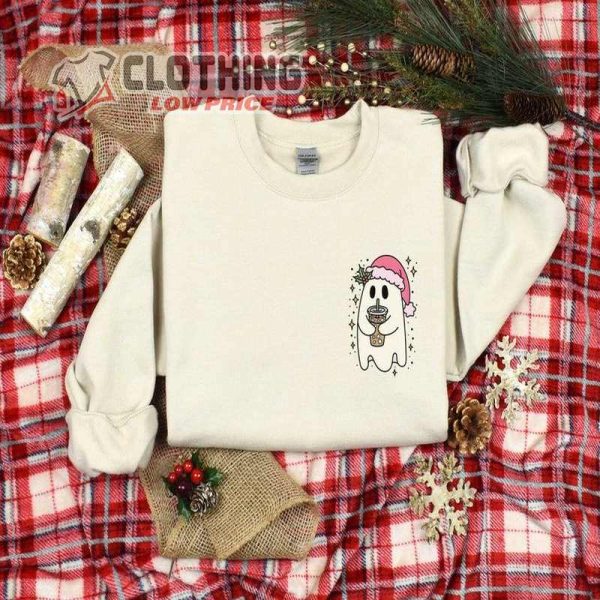 Christmas Ghost Shirt, Funny Christmas Ghost Shirt, Halloween Ghost Ice With Coffee Tee