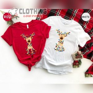 Christmas Reindeer Shirt, Christmas Light And Reindeer Shirt, Christmas Couple Shirt, Christmas Gift, Christmas Merch