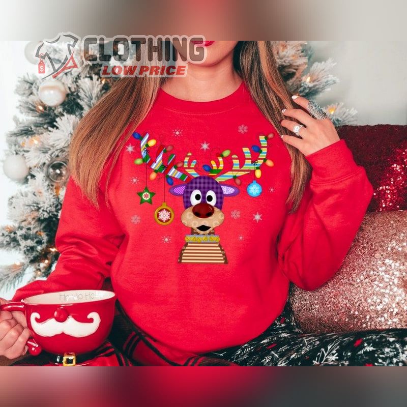Christmas Reindeer Sweatshirt, Reindeer Xmas Shirt, Merry Christmas, Peeping Reindeer Shirt, Holiday Santa Merch