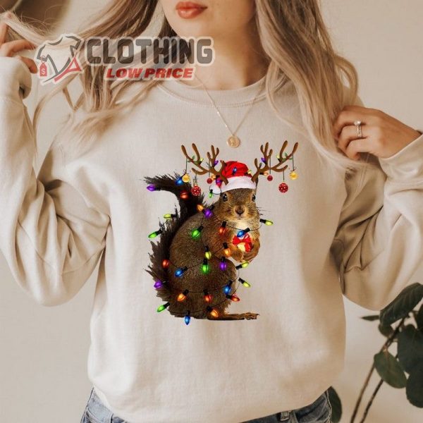 Christmas Squirrel Lights Sweatshirt, Christmas Sweatshirt, Funny Christmas Sweat, Christmas Gift Sweater