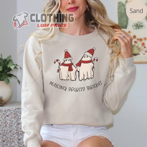 Christmas Sweatshirt, Making Spirits Bright, Christmas Ghost, Halloween Christmas