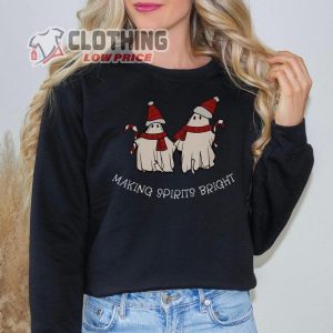 Christmas Sweatshirt Making Spirits Bright Christmas Ghost Halloween Christmas 3