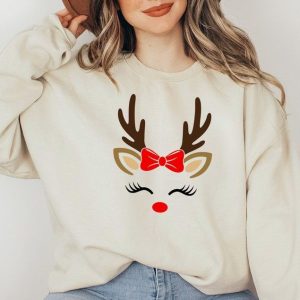 Christmas Sweatshirt, Reindeer Christmas Sweatshirt, Reindeer Face Sweatshirt, Merry Christmas Merch