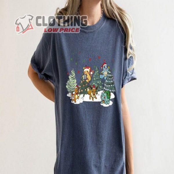 Christmas Tree Pkm Shirt, Cartoon Anime Christmas Shirt, Pikachu