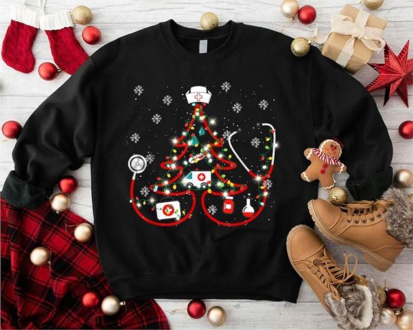 Christmas Tree Stethoscope Sweatshirt, Funny Doctor Christmas Sweatshirt, Nurse Christmas Sweatshirt