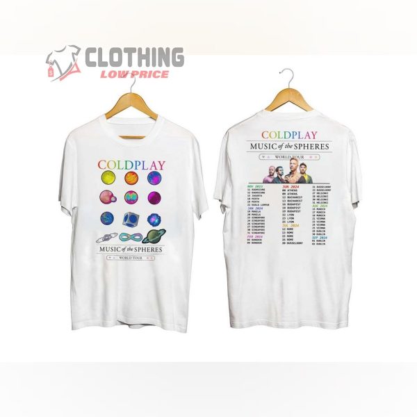 Coldplay Music Band Music Of The Spheres Tour 2023 2024 Merch, Coldplay Tour 2024 Shirt, Coldplay Live 2023 2024 World Music Tour T-Shirt