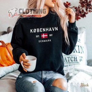 Copenhagen Sweatshirt, Danish Flag Clothes, Denmark Soft Crewneck Pullover Shirt