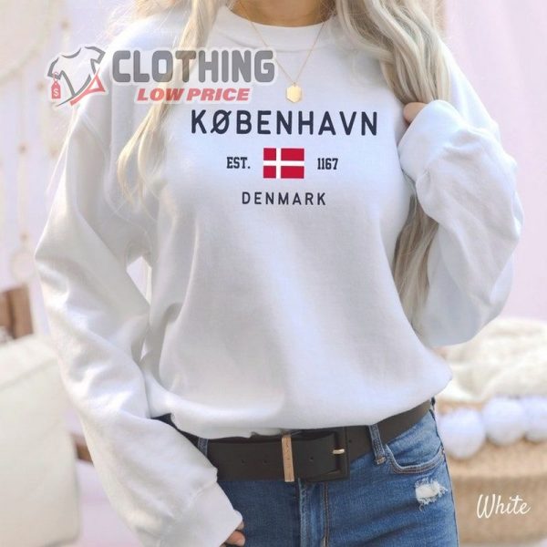 Copenhagen Sweatshirt, Danish Flag Clothes, Denmark Soft Crewneck Pullover Shirt