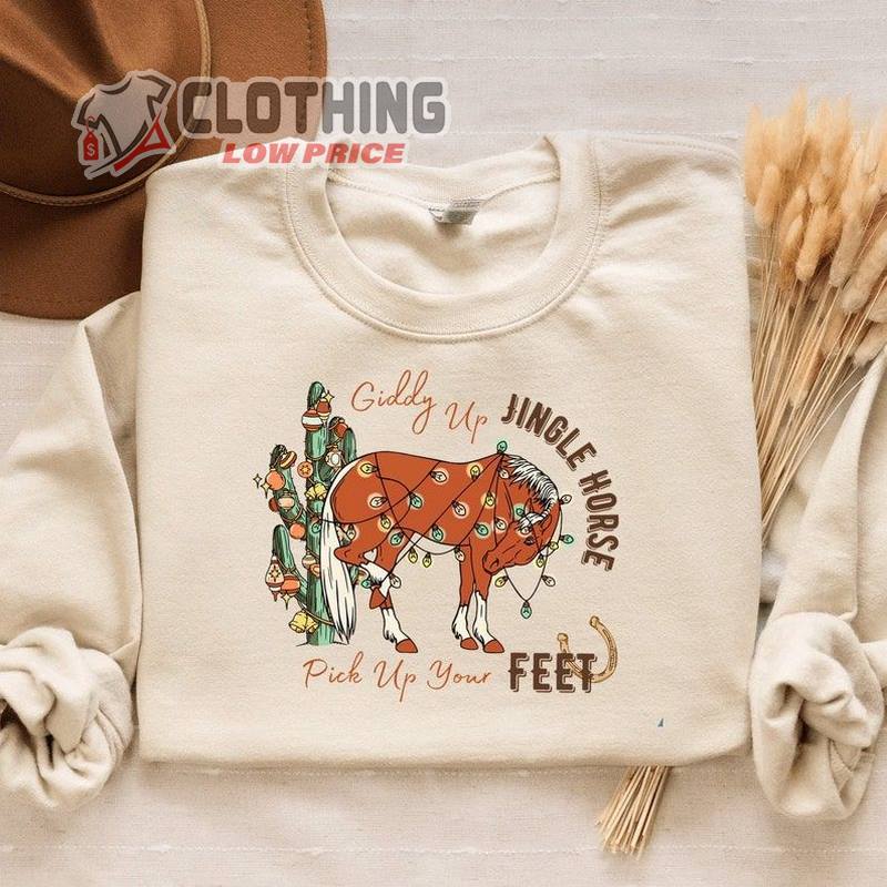 Cowboy Christmas Sweater, Giddy Up Jingle Horse Pick Up Your Feet, Howdy Country Christmas