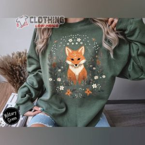 Cute Fox Cottagecore Sweatshirt, Cozy Forest Shirt, Vintage Forest Witch Aesthetic Sweater, Forestcore Pullover, Woodland Wildlife Animal Tee, Gift