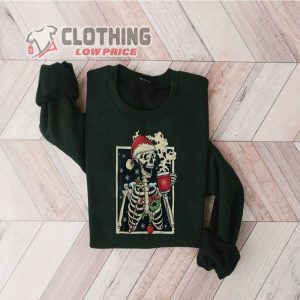 Dead Inside Skeleton Christmas Sweatshirt, Sarcastic Christmas Coffee Shirt, Merry Christmas Shirt