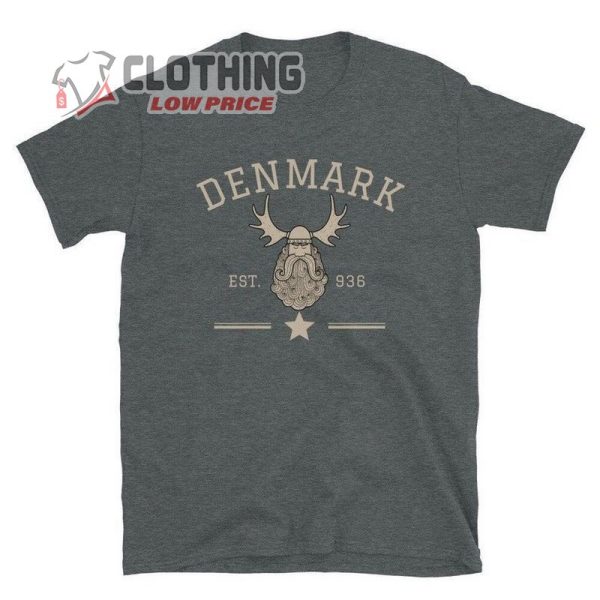 Denmark Viking Vintage Athletic Danish Tee, Scandinavian Denmark Souvenir, Dane Gift From Scandinavia