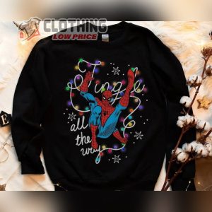 Disney Marvel Christmas Light Spider Man Jingle All The Way Action Pose Shirt, Mcu Xmas Costume Tee, Christmas Family Gift